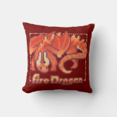 Coussin Dragon de Feu, Pixel Art, pixelart (Recto)