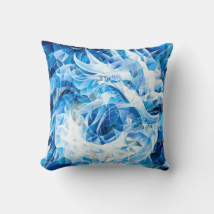 Coussin Dragon de Mosaïque Ciel Bleu