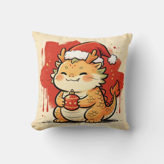 Coussin Dragon de Noël du zodiaque chinois (Recto)