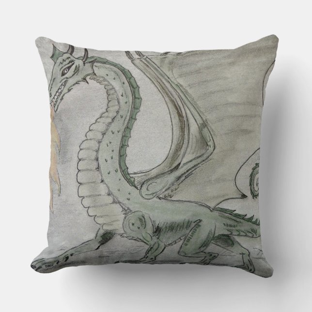 Coussin Dragon de respiration incendie (Recto)