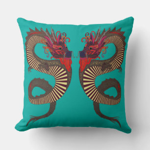 Coussin DRAGON INK turquoise
