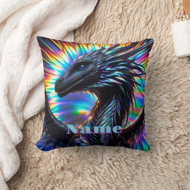 Coussin Dragon Iridescendant avec un Arrière - plan dynami (Couverture)