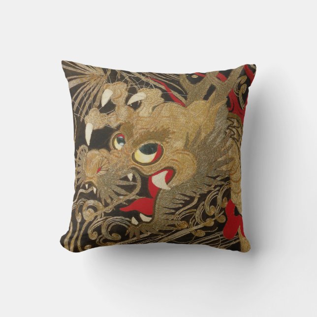 Coussin Dragon japonais vintage (Recto)