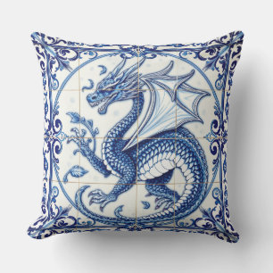 Coussin dragon lune saphir