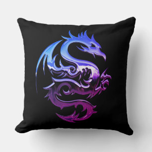Coussin Dragon métallique violet réversible