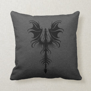 Coussin Dragon noir gothique