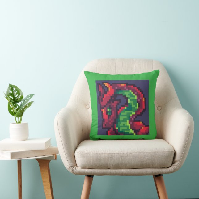 Coussin Dragon, Pixel Art, pixelart (Chaise)