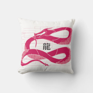 Coussin Dragon rose Hotpink Dragon Japonais Arrière - plan