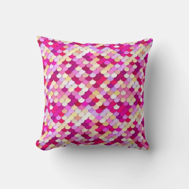 Coussin "Dragon Scales" - magenta, rose et or (Recto)