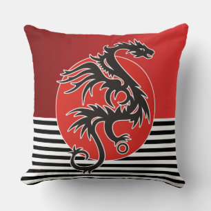 Coussin Dragon Sun Power - noir rouge blanc + vos idées