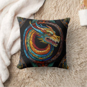 Coussin Dragon Swirl en mosaïque multicolore (Couverture)