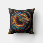 Coussin Dragon Swirl en mosaïque multicolore (Verso)
