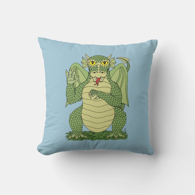 Coussin Dragon vert mignon (Recto)