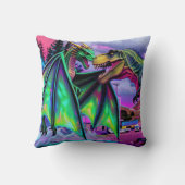 Coussin Dragon Vert vs Dinosaure (Verso)