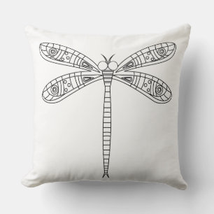 Coussin Dragonflies et Lys - Peinture en tissu