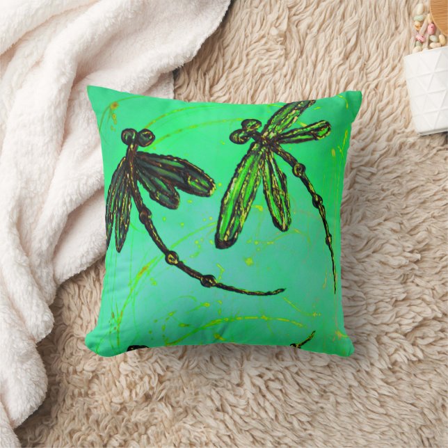 Coussin Dragonflies Superbe Vert & Turquoise Twist (Couverture)