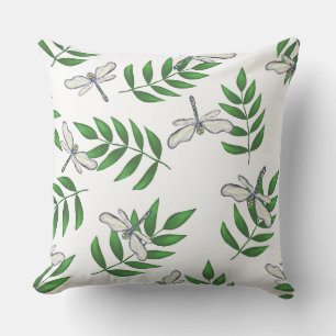 Coussin Dragonflies Tropicales Avec Foliage