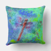 Coussin Dragonfly Abstrait en bleu (Verso)