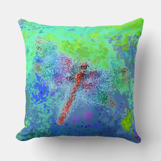 Coussin Dragonfly Abstrait en bleu (Recto)