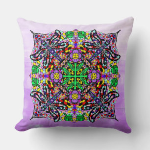 Coussin Dragonfly and Flower Theme Purple Coloré