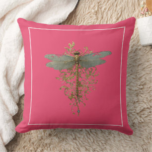 Coussin Dragonfly avec Gold Filigree Bordure blanche