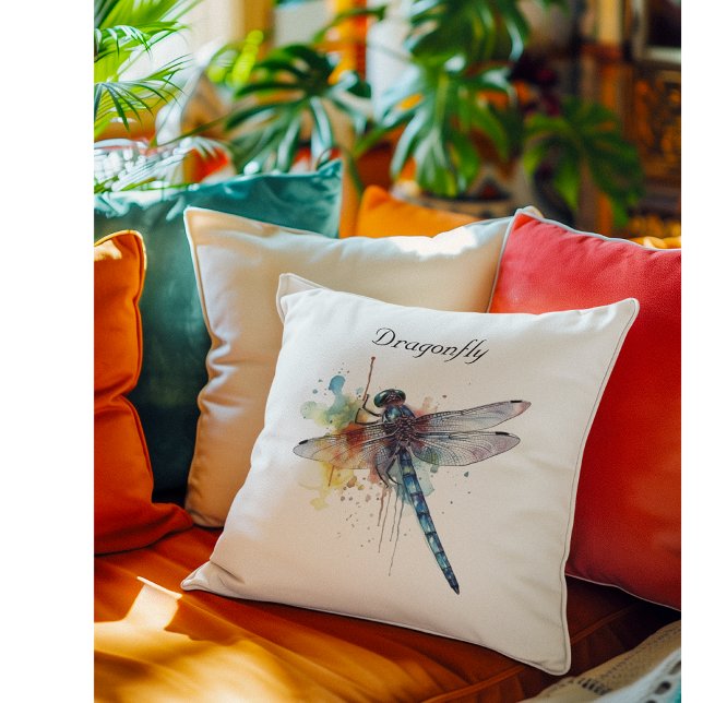Coussin Dragonfly colorée personnalisable (Créateur téléchargé)