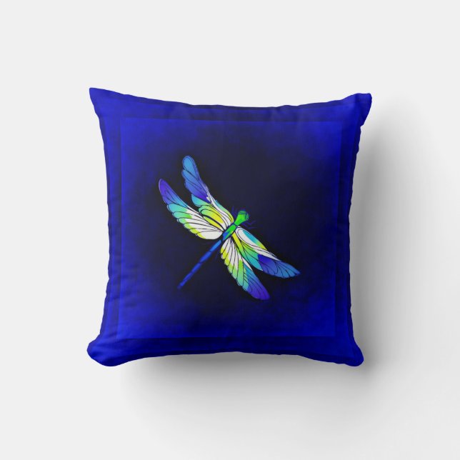 Coussin Dragonfly Electric Blue - Personnalisez avec le no (Recto)