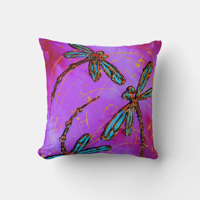Coussin Dragonfly Flit Electrique rose (Recto)