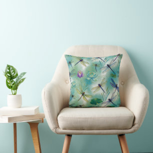 Coussin Dragonlies & Lotus Flower