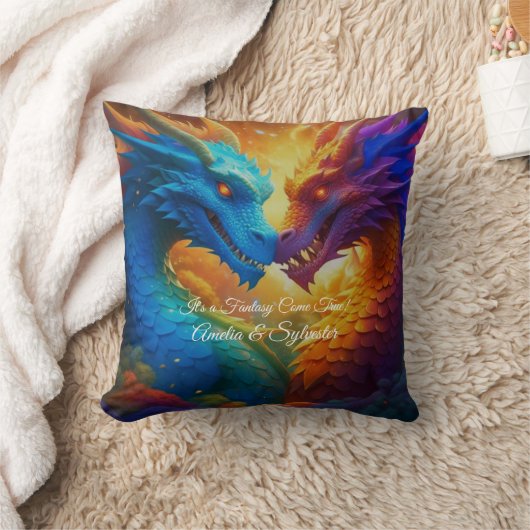 Coussin Dragons colorés en amour (Couverture)