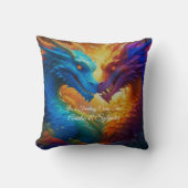 Coussin Dragons colorés en amour (Recto)