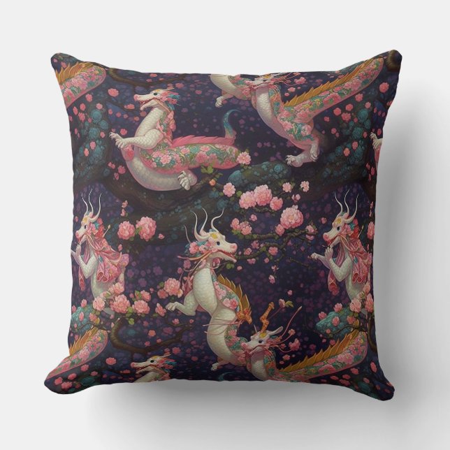 Coussin Dragons floraux géants (Recto)