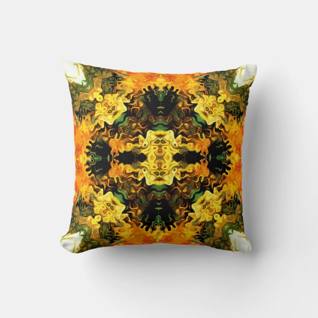 Coussin Dragons (motif abstrait psychédélique coloré) (Recto)