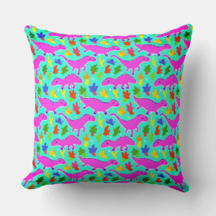 Coussin Dragons roses sur la conception d'aqua foncé