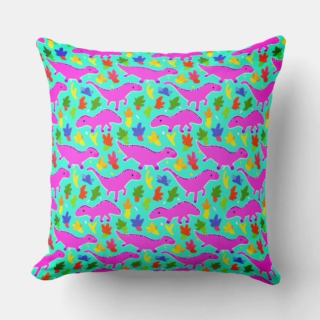 Coussin Dragons roses sur la conception d'aqua foncé (Recto)