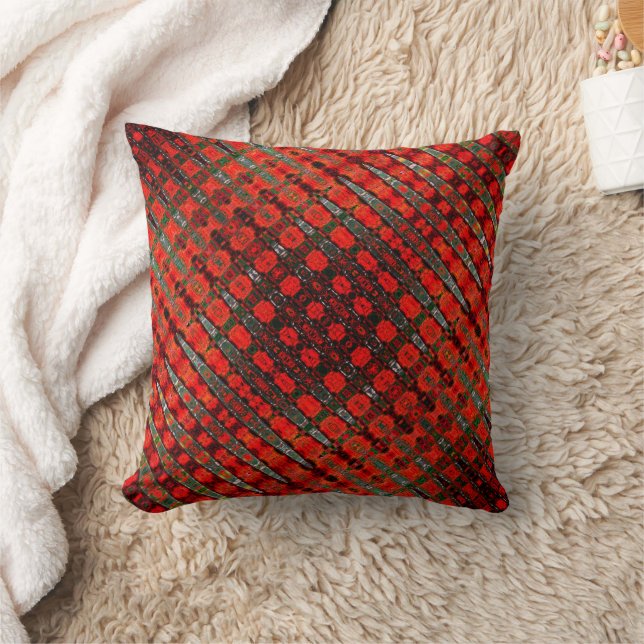 Coussin Dramatique Red Sine Waves Funky Motif Coton (Couverture)
