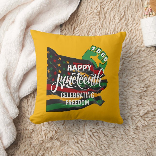 Coussin Drapeau afro-américain jaune de la fête JUNETEENTH (Couverture)