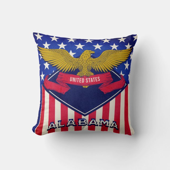 Coussin Drapeau Alabama USA (Recto)
