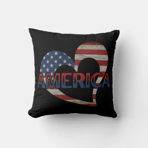 COUSSIN DRAPEAU AMÉRICAIN 4 JUILLET J'AIME L'AMÉRIQUE PÈ
