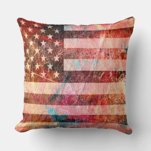 Coussin Drapeau américain Art Grunge #5