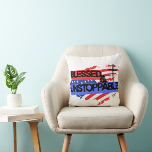 Coussin Drapeau américain bienheureux et imparable