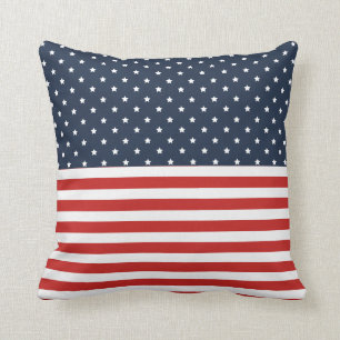 Coussin Drapeau américain blanc et bleu rouge americana