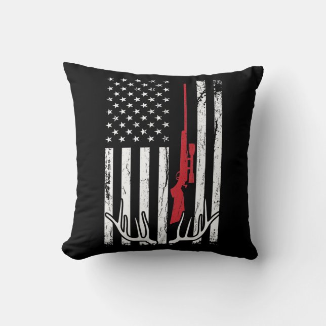 Coussin Drapeau américain Chasse Chasse Chasse Fun Chasse  (Recto)