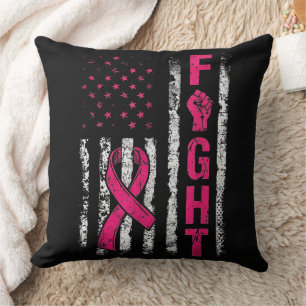 Coussin Drapeau américain de sensibilisation au cancer du 