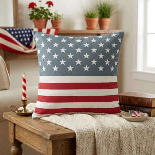 Coussin Drapeau américain étoilé et rayé patriotique