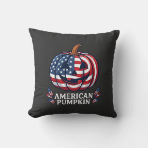 Coussin Drapeau américain Halloween citrouille américaine