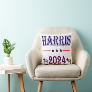 Coussin Drapeau américain Harris 2024 Pres Democrat Donkey