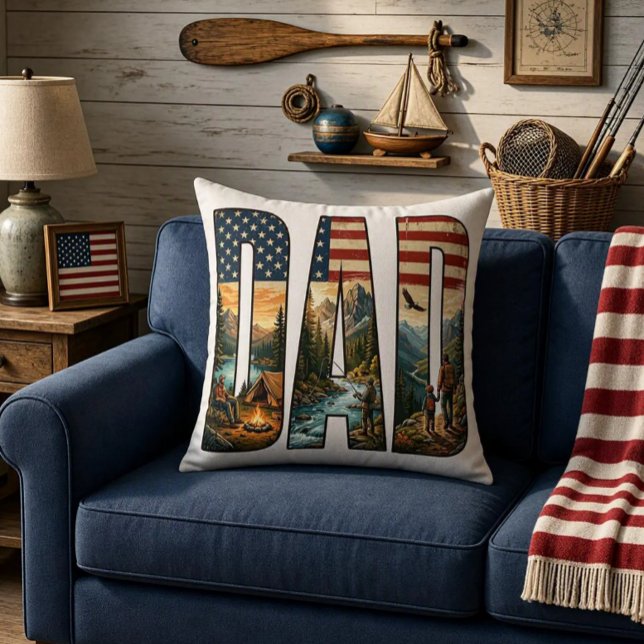 Coussin Drapeau Américain PAPA (Créateur téléchargé)
