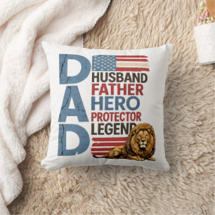 Coussin Drapeau américain Papa Lion Patriotique