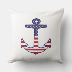 Coussin Drapeau américain patriotique Ancre nautique